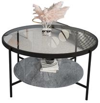 Kavos staliukas Kalune Design Oslo, antracito/pelenų/skaidri, 75 cm x 75 cm x 45 cm