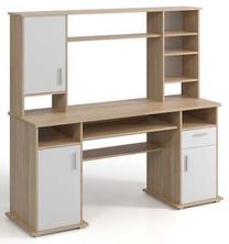 Rašomasis stalas su spintele Vigo, ąžuolo/balta