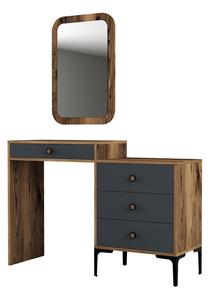 Kosmetinis staliukas Kalune Design Lizbon 543, antracito/riešuto, 40 cm x 124 cm x 84.7 cm, su veidrodžiu