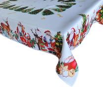 Kalėdinė staltiesė stačiakampė OSF02-1, balta/raudona/žalia, 110 x 160 cm