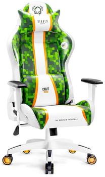 Žaidimų kėdė Diablo Chairs X-One 2.0 Craft Edition Normal Size, 51 x 55 x 124 - 134 cm, balta/žalia