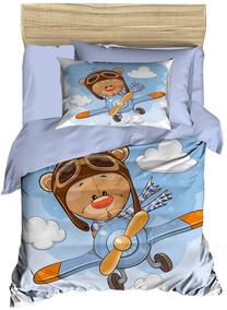 Vaikiškas patalynės užvalkalų komplektas Mijolnir PH180, mėlyna/ruda/violetinė, 100 x 150 cm