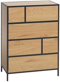 Komoda Home4you Hedvig 40830, juoda/šviesiai ruda, 70 cm x 40 cm x 95 cm