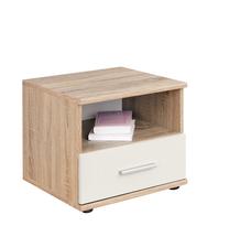 Naktinis staliukas ASM DINO BEDSIDE TABLE, ąžuolo/balta, 45 cm x 40 cm x 38 cm