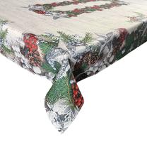 Kalėdinė staltiesė stačiakampė Mariall OSF03-1, sidabro/smėlio/žalia, 130 x 175 cm