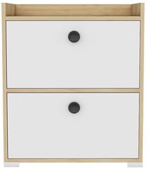 Batų dėžė Kalune Design Mete, ąžuolo/balta, 35 cm x 48.6 cm x 76.8 cm