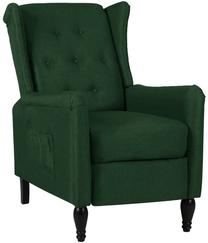 Atlošiamas krėslas VLX Reclining Fabric Chair, tamsiai žalia, 90 cm x 66 cm x 98 cm