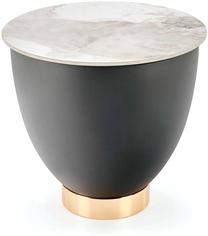 Kavos staliukas Cecilia S, aukso/balta/pilka, 48 cm x 48 cm x 45 cm