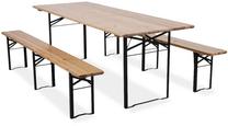 Lauko baldų komplektas, juodas/šviesiai ruda, 6 vietų