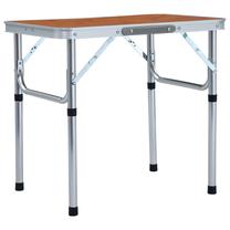 Stovyklavimo stalas VLX Folding Camping Table, rudas, 60 cm x 45 cm x 56 cm