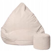 Sėdmaišis su pufu Sako Mega Dot Velour XL, kreminė