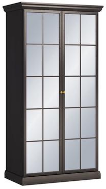 Spinta Gala Meble Lucca S2DL, juoda, 102.5 cm x 55.5 cm x 200 cm, su veidrodžiu