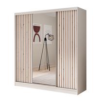 Spinta ADRK Ida, balta, 200 cm x 61 cm x 215 cm, su veidrodžiu