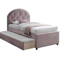 Lova viengulė su ištraukiama papildoma lova Home4you Lara, 90 x 200 cm, rožinė, su čiužiniu, su grotelėmis