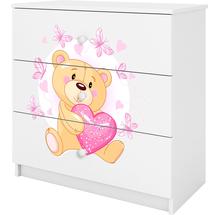 Komoda Kocot Kids Babydreams Teddybear Butterflies, balta, 80 cm x 41 cm x 80.5 cm