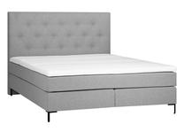 Lova dvigulė Home4you Leoni, 160 x 200 cm, pilka, su čiužiniu, su grotelėmis