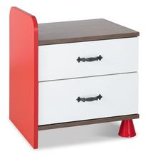 Naktinis staliukas Kalune Design Jack 1355, raudona/riešuto, 44 cm x 48 cm x 21 cm