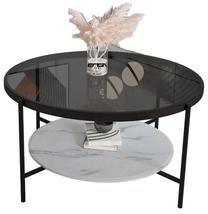 Kavos staliukas Kalune Design Oslo, antracito/balta/marmuro, 75 cm x 75 cm x 45 cm