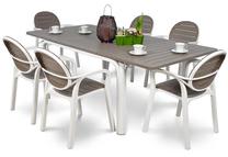 Lauko baldų komplektas Palma/Alloro 10/210, baltas/rudas, 10 vietų