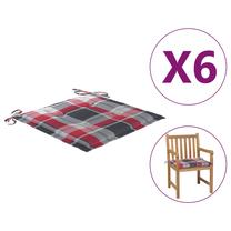 Kėdžių pagalvėlė VLX Garden Chair Cushions 314070, raudona/pilka, 50 cm x 50 cm, 6 vnt.