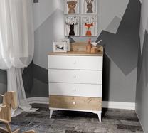 Komoda Kalune Design Sansa 142NPG1204, ąžuolo/balta, 65 cm x 40 cm x 84 cm