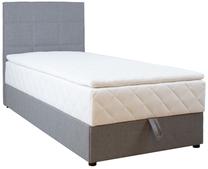 Lova viengulė continental Home4you Levi, 90 x 200 cm, pilka, su čiužiniu, su grotelėmis