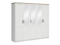 Spinta Loksa, ąžuolo/balta, 240.5 cm x 57.5 cm x 220 cm, su veidrodžiu