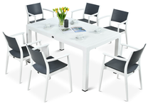 Lauko baldų komplektas Seginus, baltas/antracito, 6 vietų