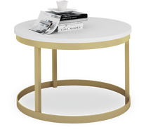 Kavos staliukas ADRK Rinen, aukso/baltas, 55 cm x 55 cm x 36 cm