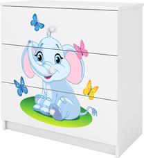 Komoda Kocot Kids Babydreams Baby Elephant, balta, 80 cm x 41 cm x 80.5 cm