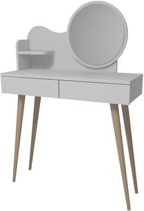 Kosmetinis staliukas Kalune Design Gutty 550ARN2750, baltas, 90 cm x 35 cm x 132.2 cm, su veidrodžiu