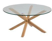 Kavos staliukas Miriam, ąžuolo/skaidri, 82 cm x 82 cm x 40 cm