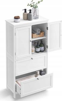 Vonios spintelė Vasagle, balta, 30 cm x 60 cm x 110 cm