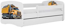 Vaikiška lova viengulė Kocot Kids Babydreams Truck, balta, 80 x 160 cm, su patalynės dėže, su čiužiniu