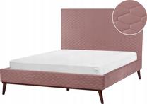 Lova dvigulė Beliani Bayonne, 140 x 200 cm, rožinė, be čiužinio, su grotelėmis