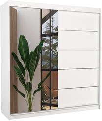 Spinta Oliver, balta, 58 cm x 200 cm x 215 cm, su veidrodžiu