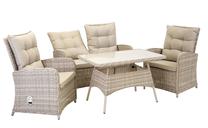 Lauko baldų komplektas Home4you Emerald, kreminės spalvos, 4 vietų