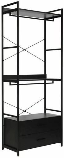 Pastatoma lentyna Rin C, juoda, 80 cm x 40 cm x 200 cm