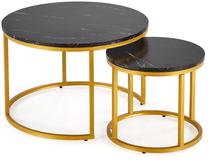 Kavos staliukų komplektas Java, aukso/juodas, 79 cm x 79 cm x 47 cm, 2 vnt.