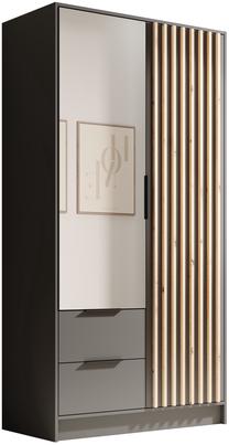 Spinta ADRK Neri 100, grafito/rusva, 100 cm x 51 cm x 200 cm, su veidrodžiu