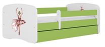 Vaikiška lova viengulė Kocot Kids Dancer, balta/žalia, 80 x 160 cm, be patalynės dėžės, be čiužinio