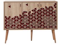 Spintelė Kalune Design Mega 122, raudona/sonoma ąžuolo, 36 cm x 120 cm x 90 cm