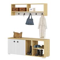 Batų dėžė Kalune Design Sarandon, ruda/balta, 31.4 cm x 12 cm x 51.6 cm