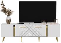 TV staliukas Kalune Design Detas, aukso/baltas, 150 cm x 35 cm x 48.2 cm