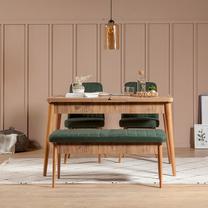 Valgomojo komplektas Kalune Design Vina 1070, žalias/pušies