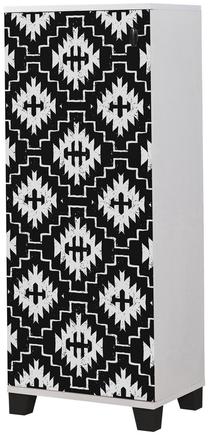 Batų dėžė Kalune Design Filinta Swan, balta/juoda, 38 cm x 50 cm x 127 cm