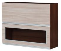 Viršutinė virtuvinė spintelė Bodzio Sandi KS90GDW-LA/P/OR, riešuto/smėlio, 90 cm x 31 cm x 72 cm