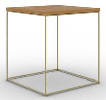 Kavos staliukas ADRK Adina, rudas/aukso, 40 cm x 40 cm x 43 cm