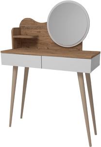 Kosmetinis staliukas Kalune Design Gutty 550ARN2754, balta/pušies, 90 cm x 35 cm x 132.2 cm, su veidrodžiu