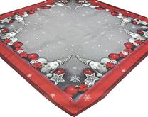 Kalėdinė staltiesė kvadratinė Gnomes, balta/raudona/pilka, 110 x 110 cm
